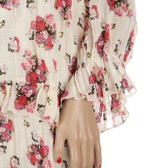 POL Floral Print Tiered Ruffle Trim Hem Mini Dress Large - Picture 9 of 9